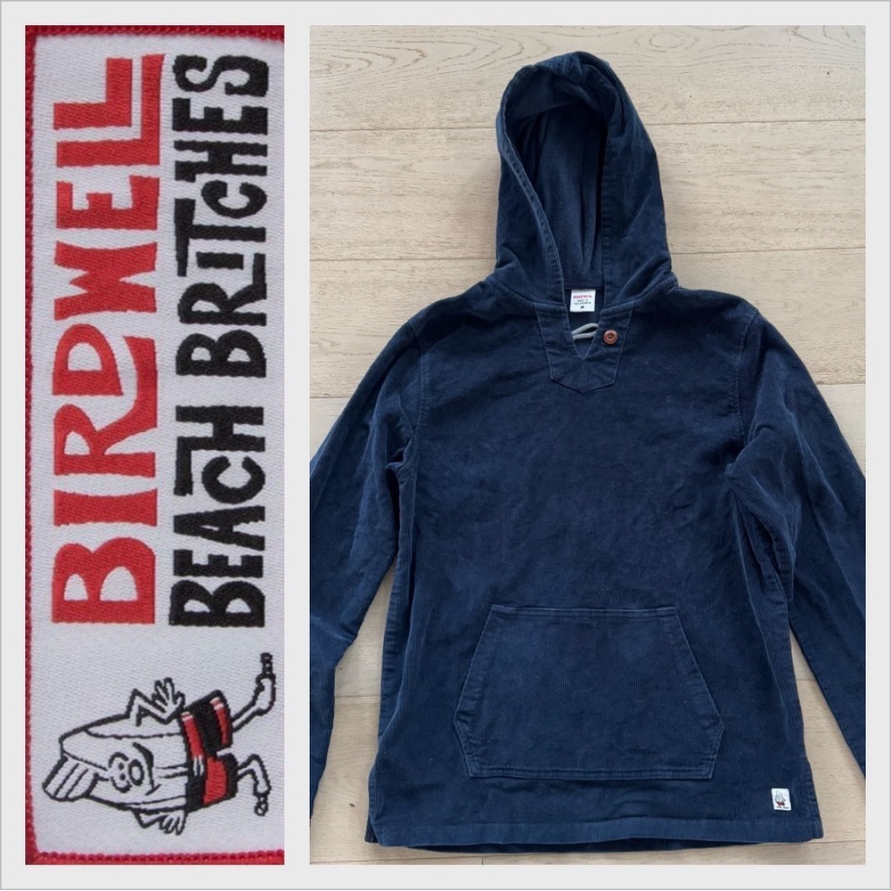 BIRDWELL Blue Corduroy Baja Hoodie w Kangaroo Pocket M